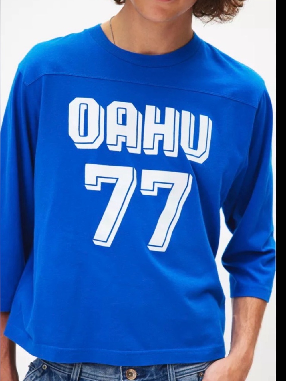 Urban Outfitters Oahu 77 Blue Jersey Top Sz L NWT